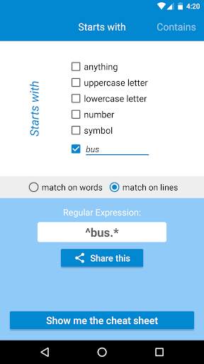 RegEx Generator 2 تصوير الشاشة