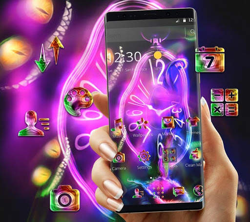 Neon Purple Clock Monster Theme screenshot 1