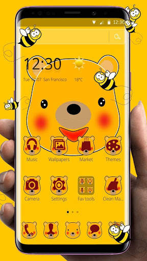 Kawaii Yellow Pooh Bear theme 1 تصوير الشاشة