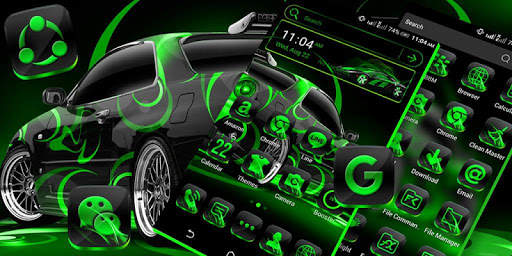 Neon Green Car Launcher Theme screenshot 2