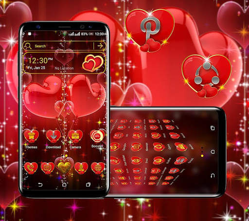 Valentine Heart Launcher Theme 4 تصوير الشاشة