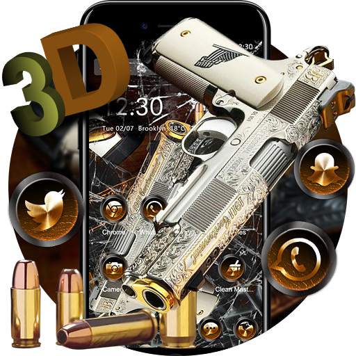 Gun Broken Glass Screen Military Gravity Theme 1.1.15
