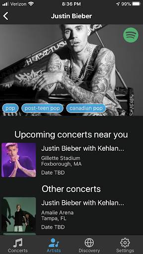 My Spotify Artists screenshot 2