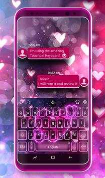 Sparkling Neon Purple Hearts Light Keyboard Theme screenshot 2