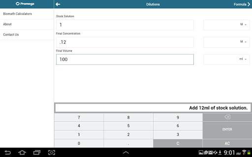 Promega Biomath Calculators screenshot 13
