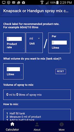 GROWSAFE Knapsack Spray Mix Calculator screenshot 1