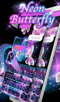 Glitter Neon Purple Butterfly Keyboard Theme screenshot 3