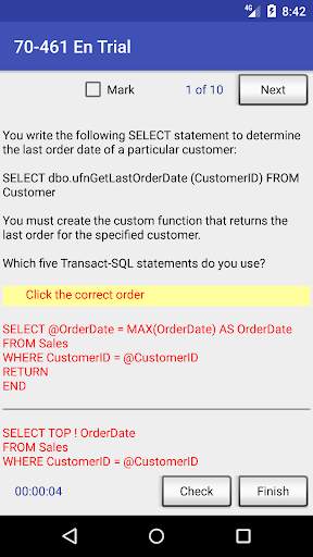 70-461 MS SQL Test screenshot 2