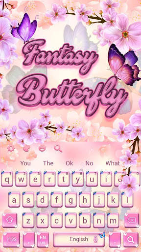 Pink Cherry Blossoms Butterfly Keyboard screenshot 4