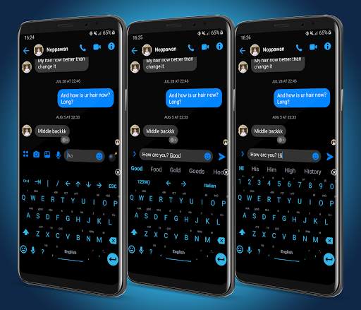 Keyboard Theme Flat Black Blue screenshot 1