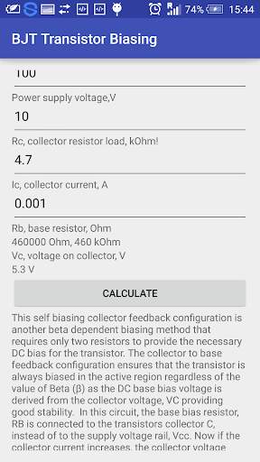 Transistor Biasing Calc screenshot 6