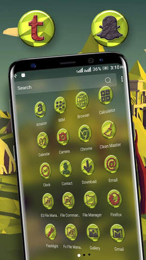 Green Art Polygon Launcher Theme screenshot 3