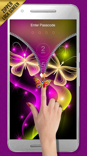 Butterfly Zipper Lock Screen screenshot 1
