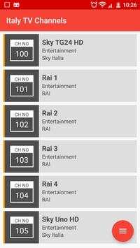 Italy TV Channels स्क्रीनशॉट 2