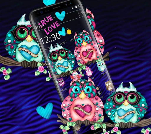 Cartoon Colorful Love Owl Theme 5 تصوير الشاشة