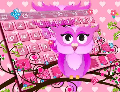Pink Owl Emoji Keyboard Theme screenshot 5