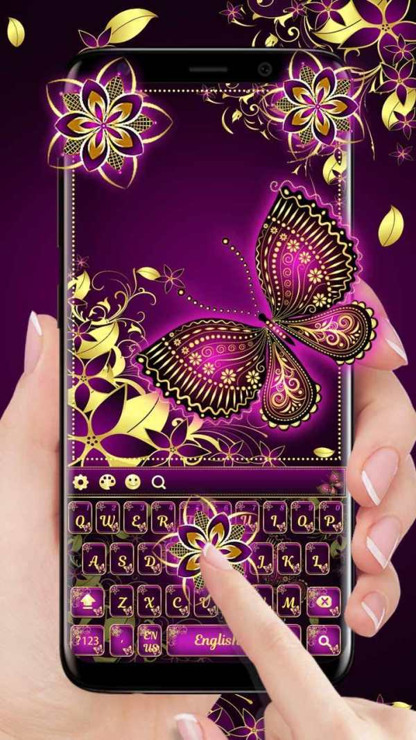 Purple Gold Butterfly Keyboard screenshot 1