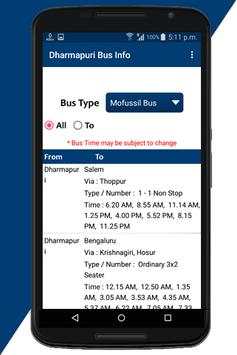 Dharmapuri Bus Info screenshot 1