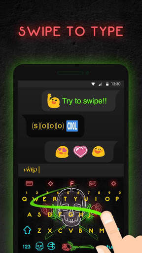 Neon Skull Keyboard Theme screenshot 4