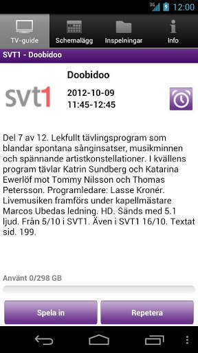 Spela in - Telia tv-box schemalägg och spela in screenshot 6