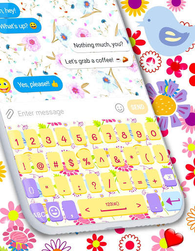 Doodle Flowers Keyboard 🌼 Pink Spring Theme screenshot 5