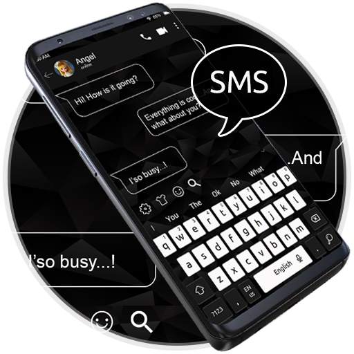 Black White SMS Keyboard Theme 10001003