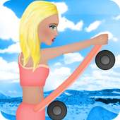 skateboard climbing woman game logo