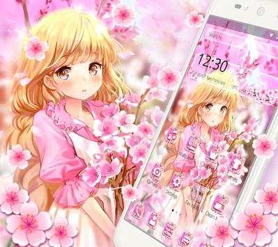 Pink Blossom Sakura Girl Theme screenshot 2