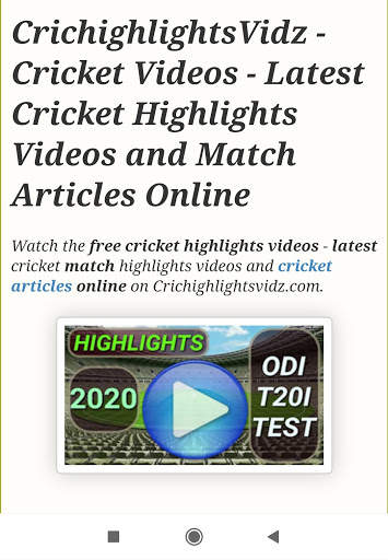 Cricket Highlights Videos - CricHighlightsVidz screenshot 1