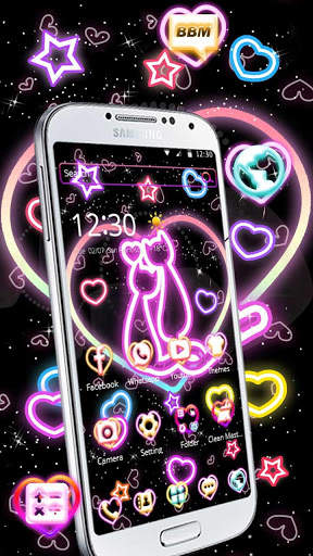 Neon Kitty Wallpaper Pink Shiny Cat Theme screenshot 2