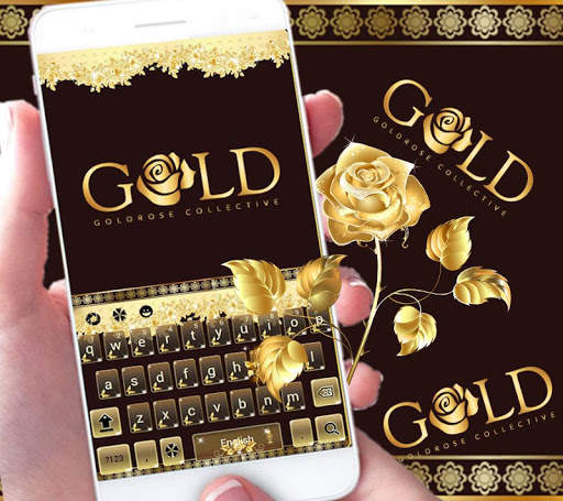 Gold Keyboard theme Gold Rose स्क्रीनशॉट 1