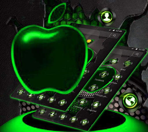 Green Neon Tech Apple Dark Theme screenshot 4