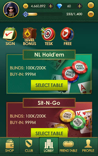 Poker World: Texas hold'em screenshot 1