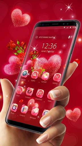 Red rose love-APUS launcher  free theme screenshot 1
