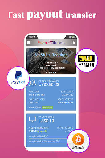 Star Clicks Earn Money Online स्क्रीनशॉट 2