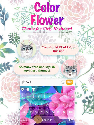 Color Flower Keyboard Theme for Girls screenshot 1