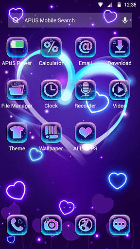 Purple romantic love  APUS Launcher theme screenshot 2