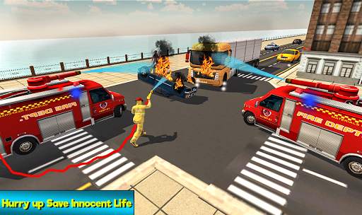 Heavy Ladder Fire Truck City Rescue 2019 screenshot 12