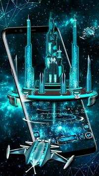 3D Space Galaxy City Keyboard Theme screenshot 2