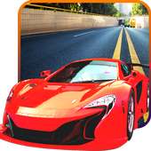 Street traffic racer on sports and exclusive cars logo