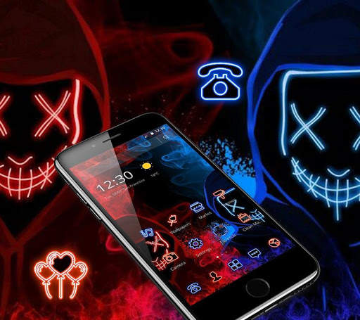 Blue Red Fire Led Mask Anonymous Theme скриншот 2