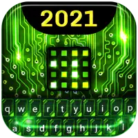 Green Light Cyber Circuit Wallpaper and Keyboard on 9Apps
