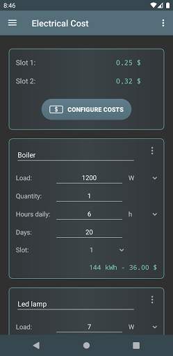 Electrical Cost screenshot 1