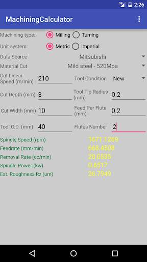 Machining Calculator screenshot 1