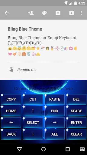 Bling Blue Emoji Keyboard Skin screenshot 3