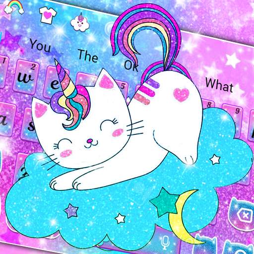 Pink Unicorn Glitter Cat Keyboard Theme 10001001