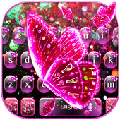 Różowy brokat motyl klawiatura motyw icon