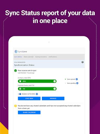 SyncGene Contact Calendar Sync 12 تصوير الشاشة
