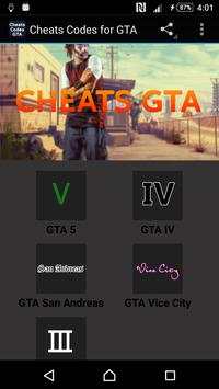 Cheats Codes for GTA screenshot 1