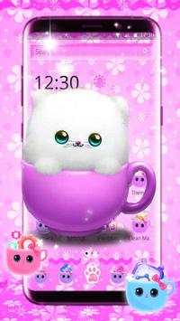 Cute Pink Cup Kitty Theme 1 تصوير الشاشة